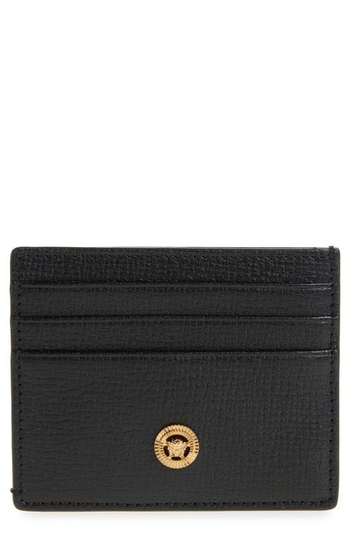 Shop Versace Medusa Grained Leather Card Case In Black  Gold