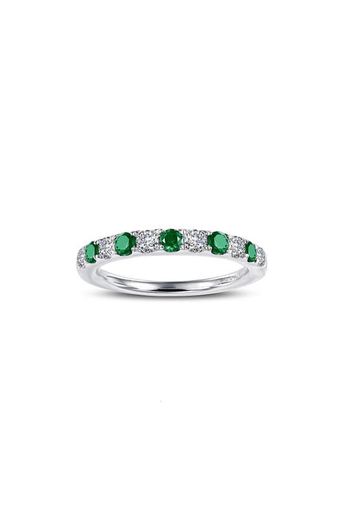 Simulated Diamond Birthstone Band Ring in May - Green/Silver