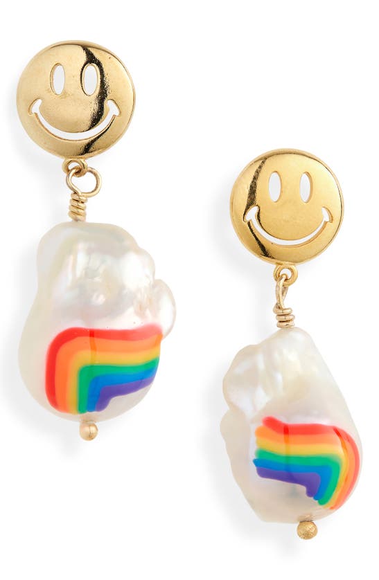Martha Calvo Over The Rainbow Barque Pearl Drop Earrings