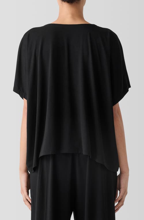 Shop Eileen Fisher Crewneck Boxy Stretch Jersey Top In Black