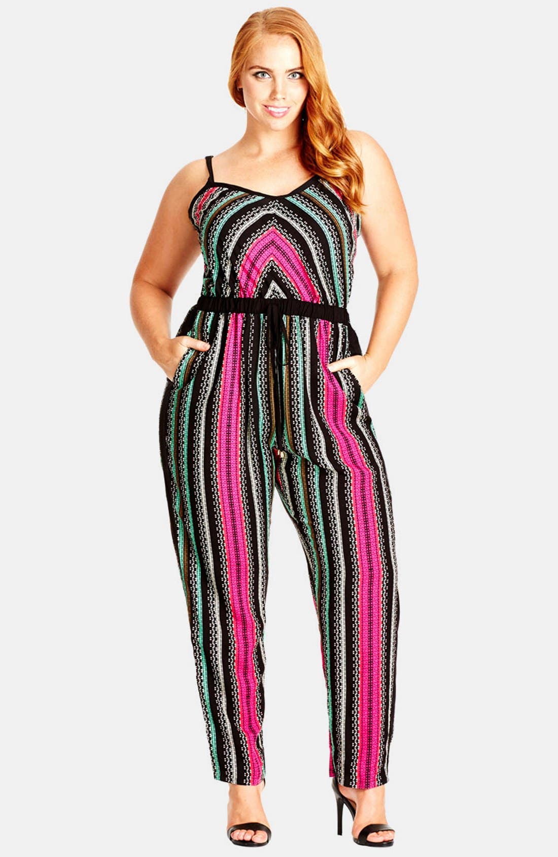 City Chic Print Drawstring Waist Jumpsuit t (Plus Size) Nordstrom