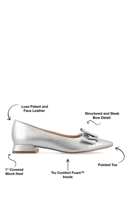 Journee Collection Ophelia Bow Pointed Toe Flat In Silver