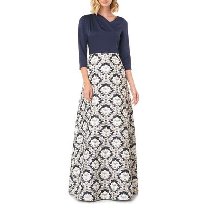 Kay Unger Izabella A-Line Evening Gown, Blue