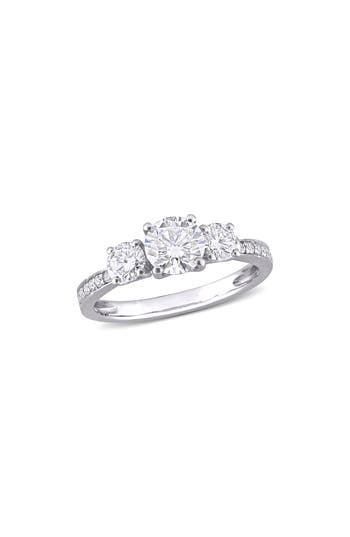 Shop Delmar Dew Created Moissanite Ring In White/white Gold