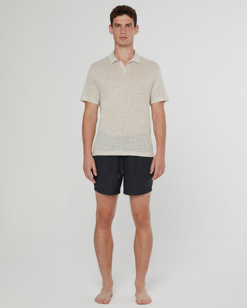 Onia Shaun Linen Polo In Deep Navy