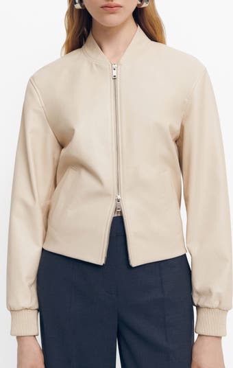 MANGO Leather Bomber Jacket | Nordstrom