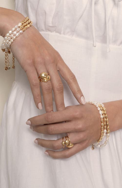 Ettika Freshwater Pearl Polished Pebble Beaded Bracelet In Gold