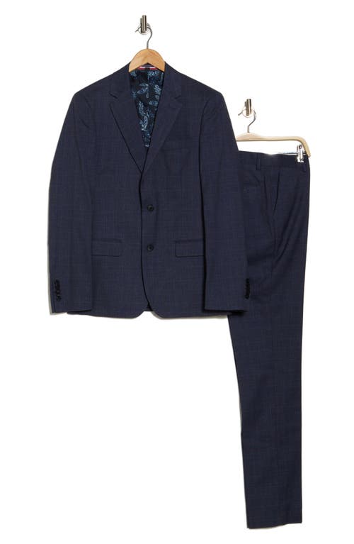 Soul Of London Fancy Plaid Two Button Slim Fit Suit In Blue/bleu