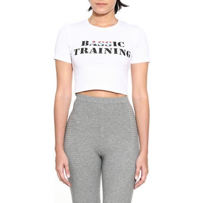 Adam Selman Sport Logo Crop Tee, White