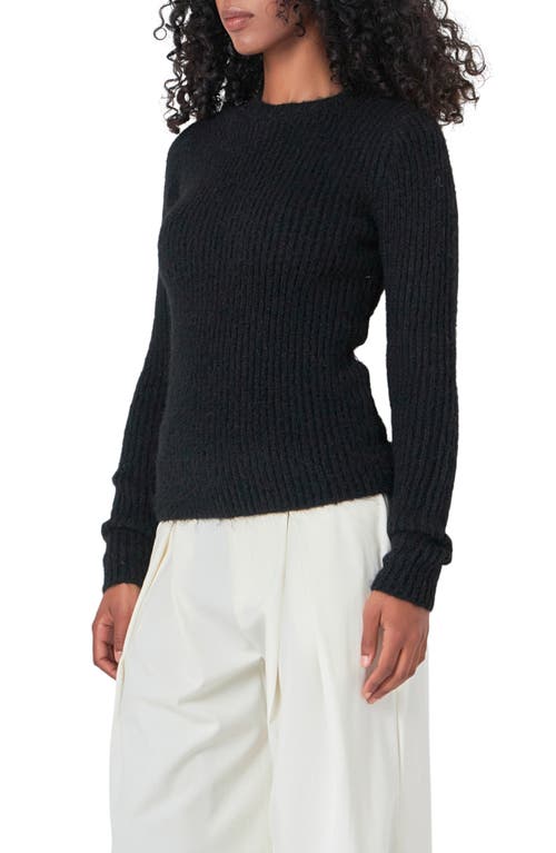 Endless Rose Rib Crewneck Sweater In Black