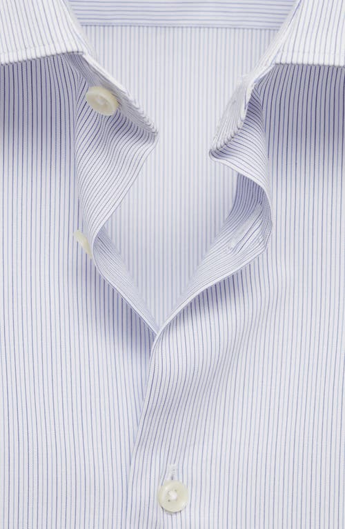 Shop Mango Slim Fit Pinstripe Stretch Cotton Button-up Shirt In White