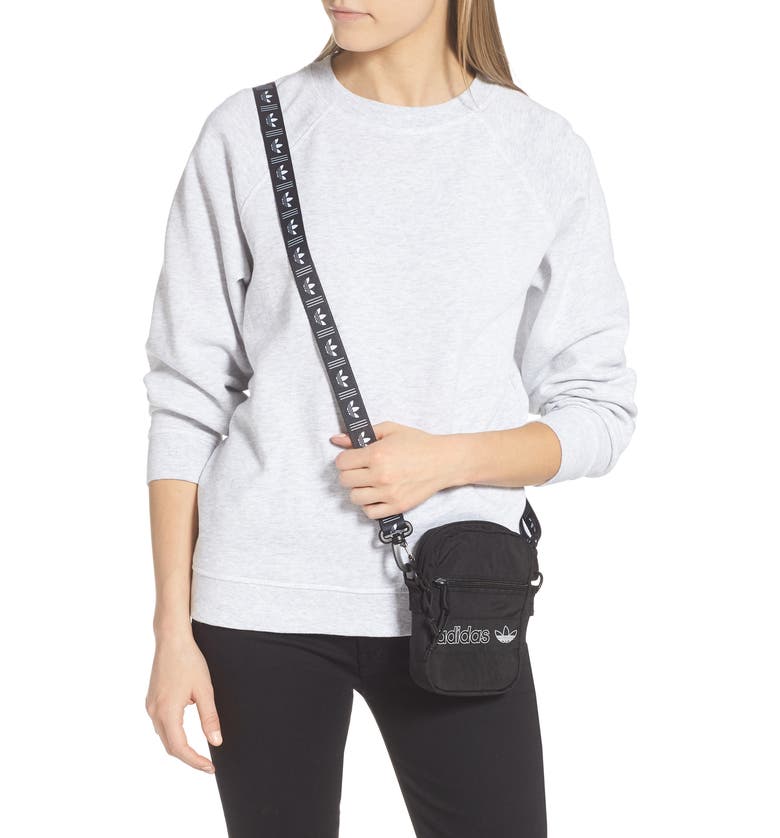 ADIDAS ORIGINALS Festival Ripstop Crossbody Bag, Alternate, color, BLACK/ WHITE/ BLACK