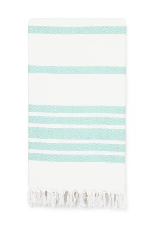 Shop Linum Home Textiles 100% Turkish Cotton Herringbone Pestemal Beach Towel In Soft Aqua/white
