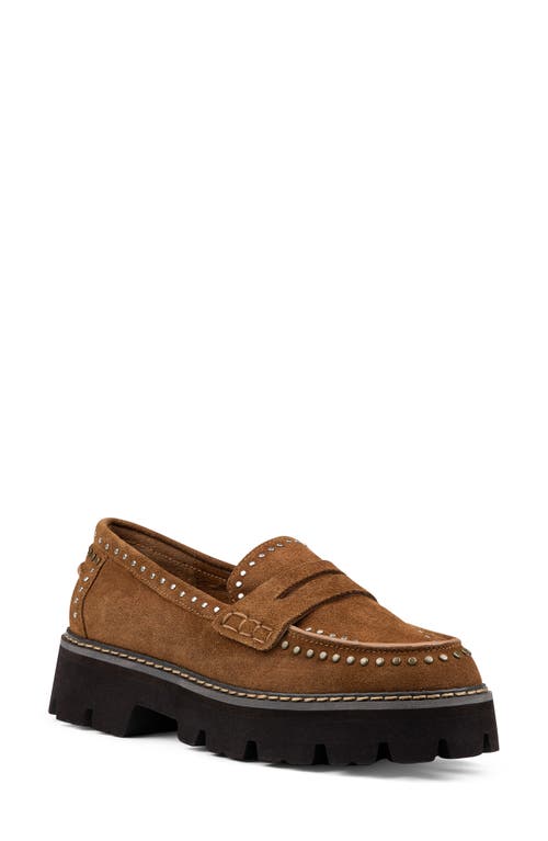 Shop Donald Pliner Massy Platform Penny Loafer In Saddle