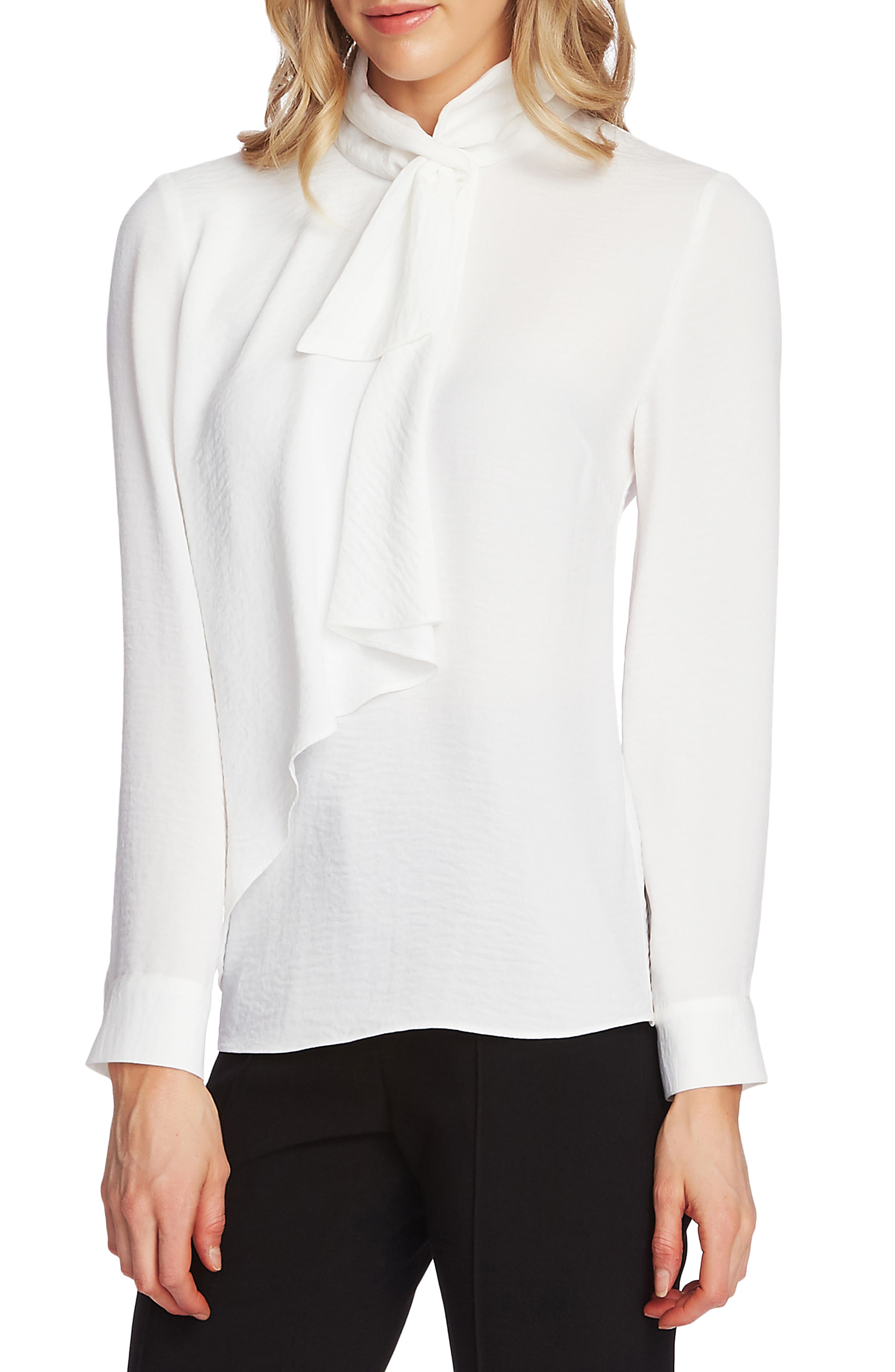 Vince Camuto Tops Tie Neck Ruffle Top