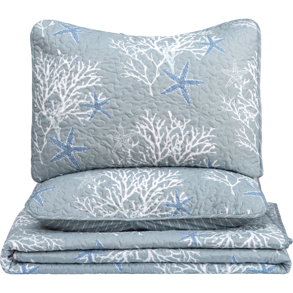 Woven & Weft Coastal 3-piece Quilt Set In Pearl Blue