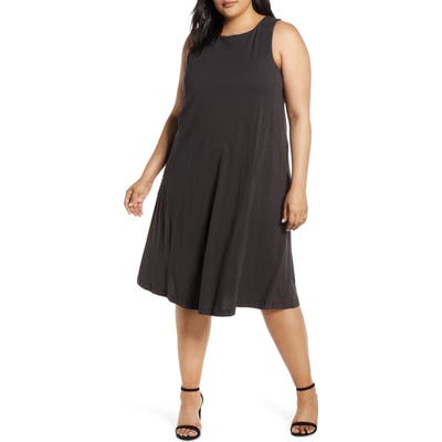 Plus Size Bobeau Lillian Tie Back Tank Dress, Black
