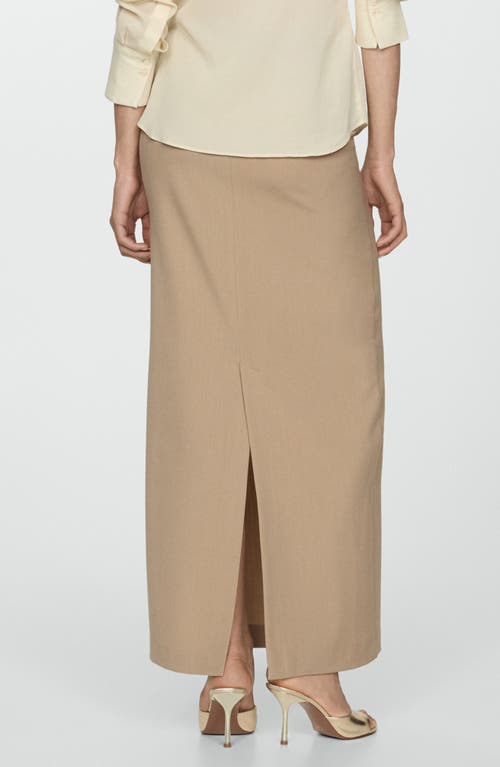 Shop Mango Long Pencil Skirt In Beige