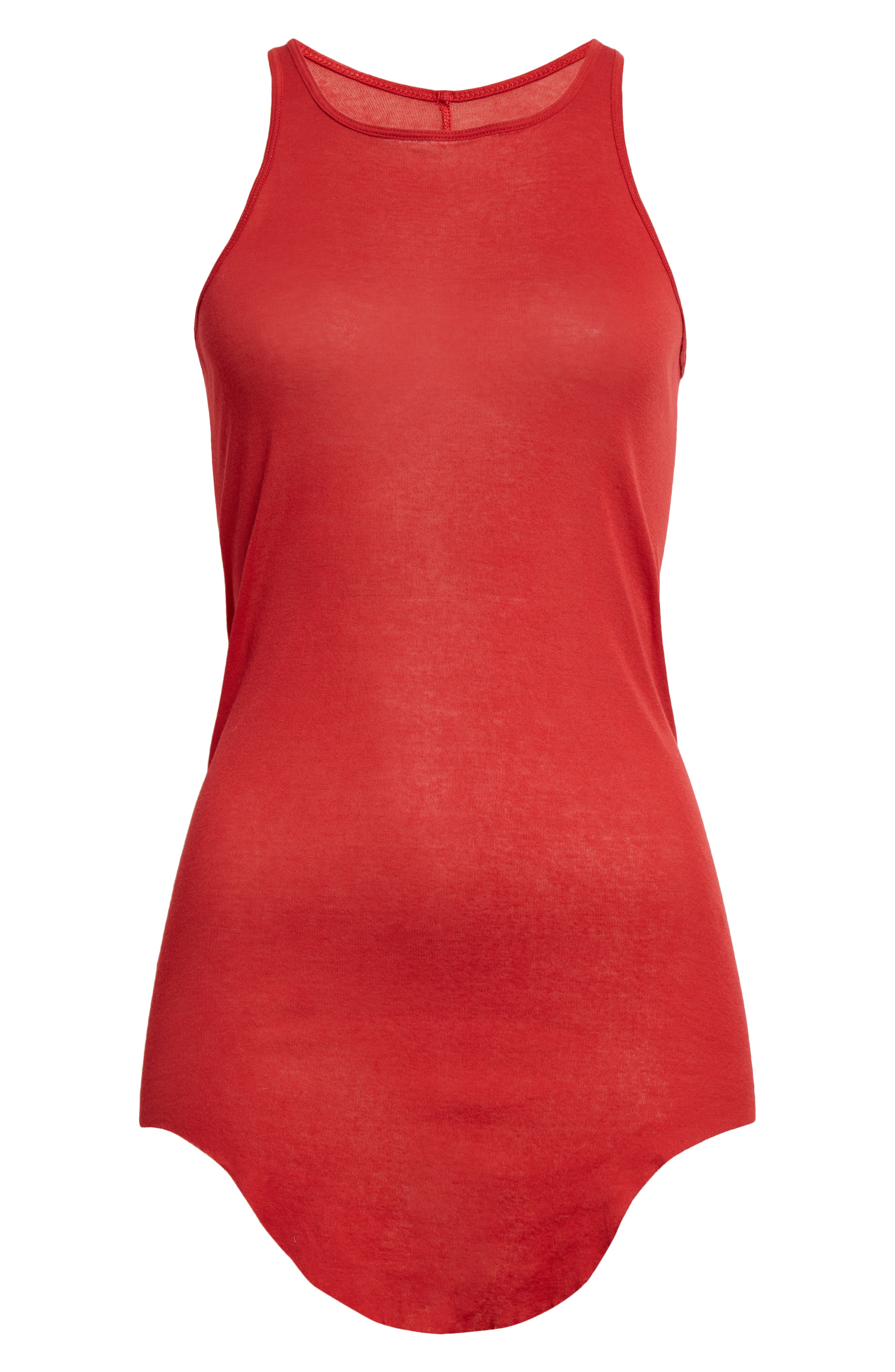 Rick Owens Longline Cotton Rib Tank in Cardinal Red | Smart Closet