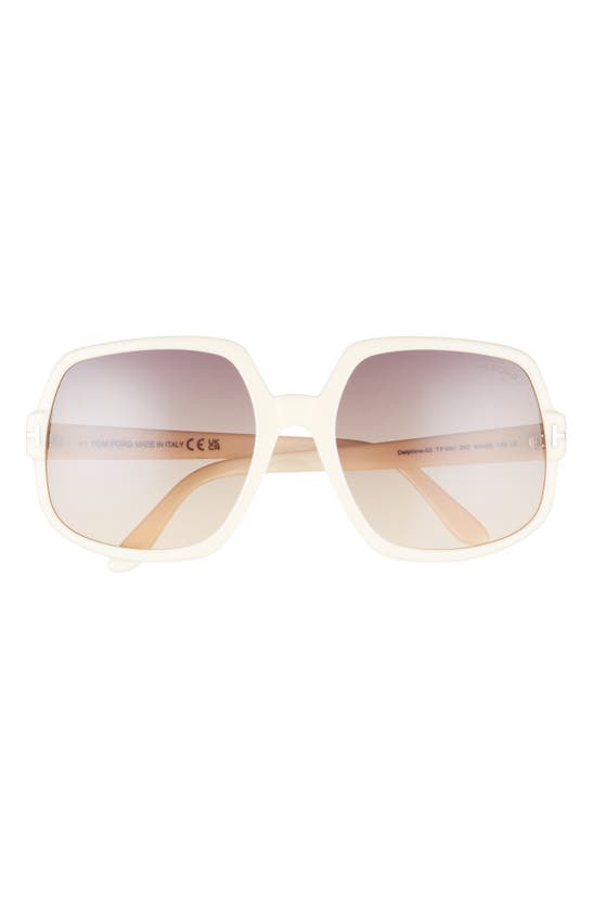Tom Ford Delphine Square Sunglasses In Shiny Ivory / Violet