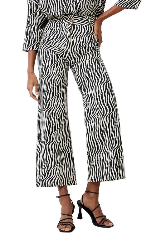 French Connection Seine Atena High Waist Crop Wide Leg Twill Pants Blackout at Nordstrom,