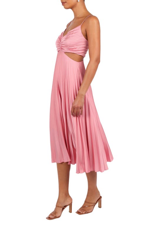 Petal And Pup Petal & Pup Niamh Pleated Cutout Satin Midi Dress In Pink