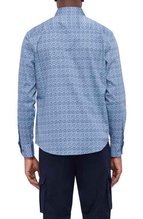 Bugatchi James Diamond Ooohcotton Long-sleeve Button-down Shirt In Cobalt