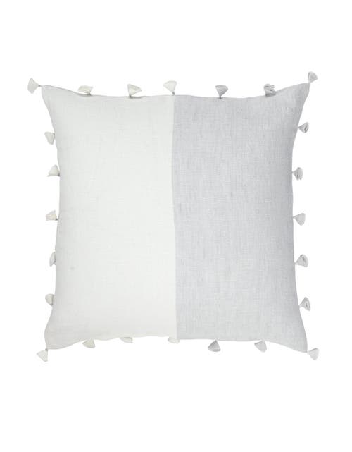 Anaya Tassels So Soft Linen Pillow With Down Alternative Insert In Grey