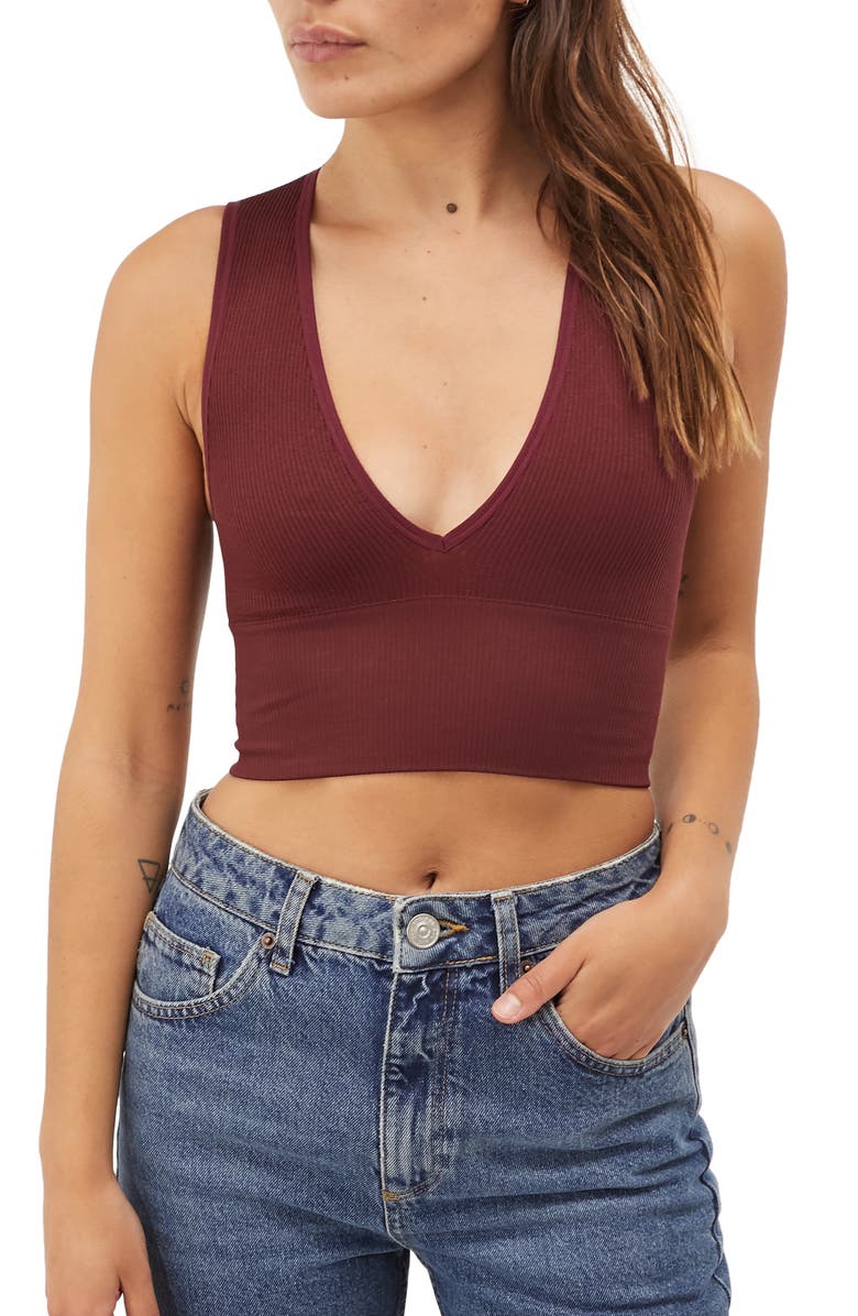 BDG URBAN OUTFITTERS Josie Ribbed Crop Tank, Main, color, PURPLE