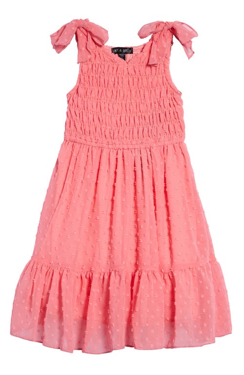 Ava & Yelly Kids' Clip Dot Tie Shoulder Sundress in Pink