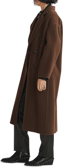 Rag & Bone Thea Italian Wool Coat in Dark Brown