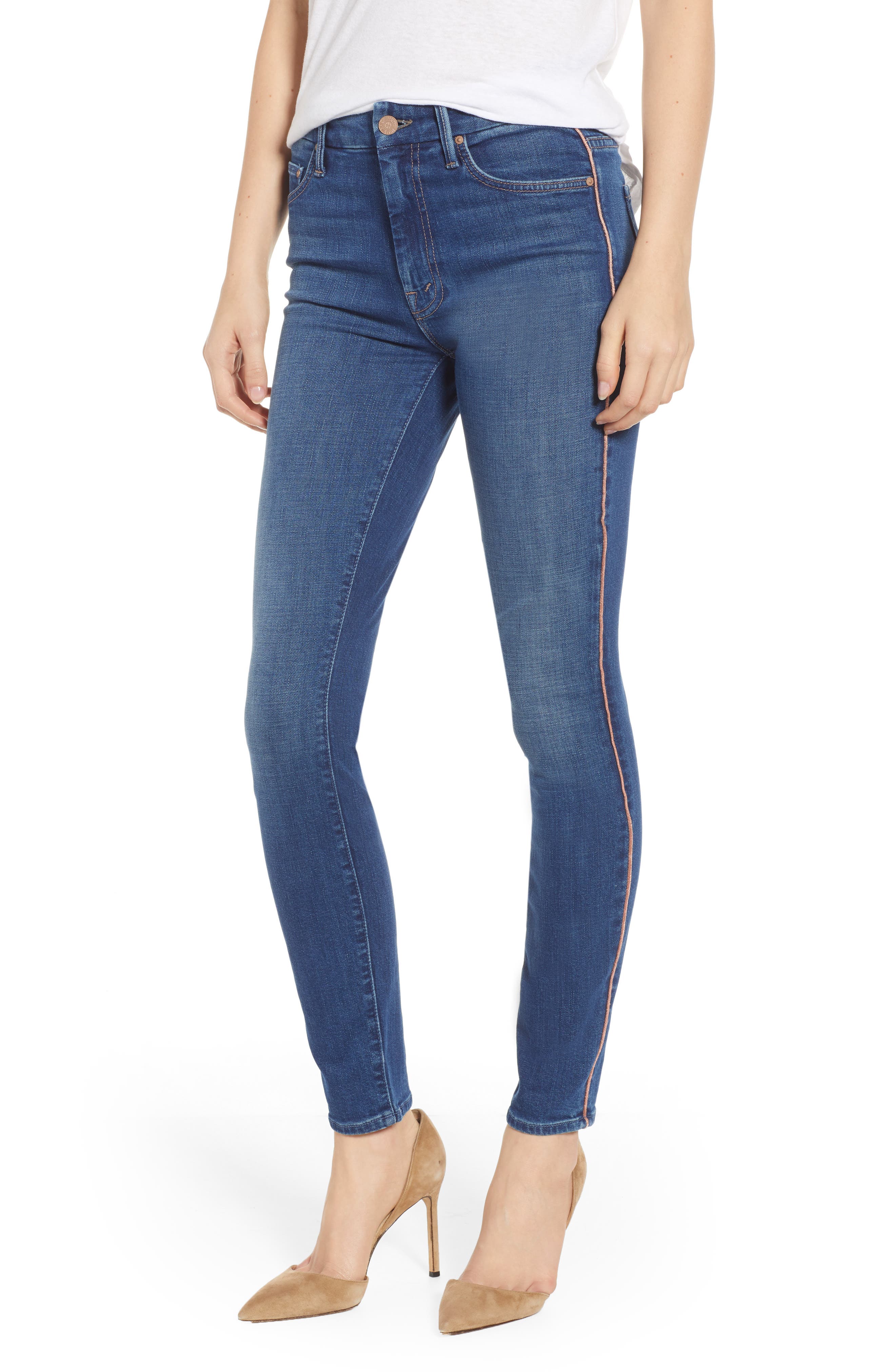 mother jeans with stripe