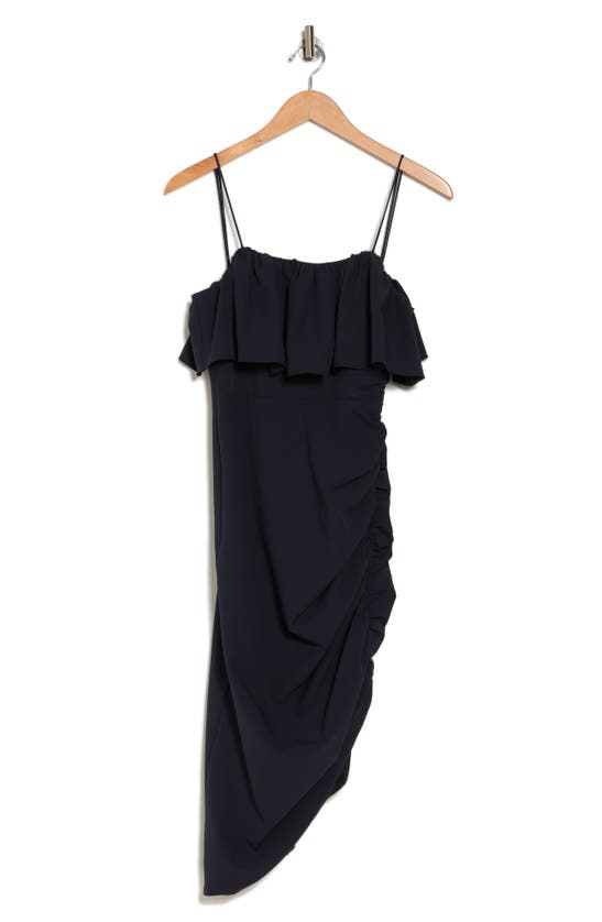 Shop Cinq À Sept Christa Ruffle Asymmetric Dress In Navy