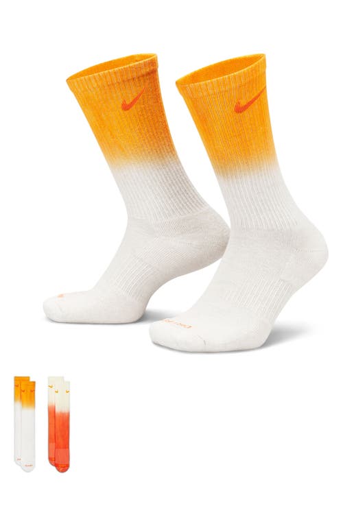 Nike Dri-fit Everyday Plus Assorted 2-pack Cushioned Crew Socks In Orange Multi
