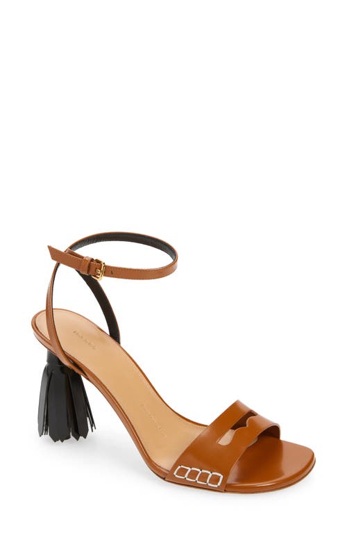 Shop Jw Anderson Tassel Heel Ankle Strap Sandal In 533 Tan/999 Black