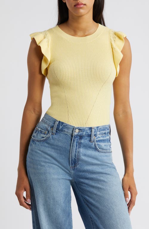 Malou Flutter Sleeve Rib Sweater in Mellow Yellow
