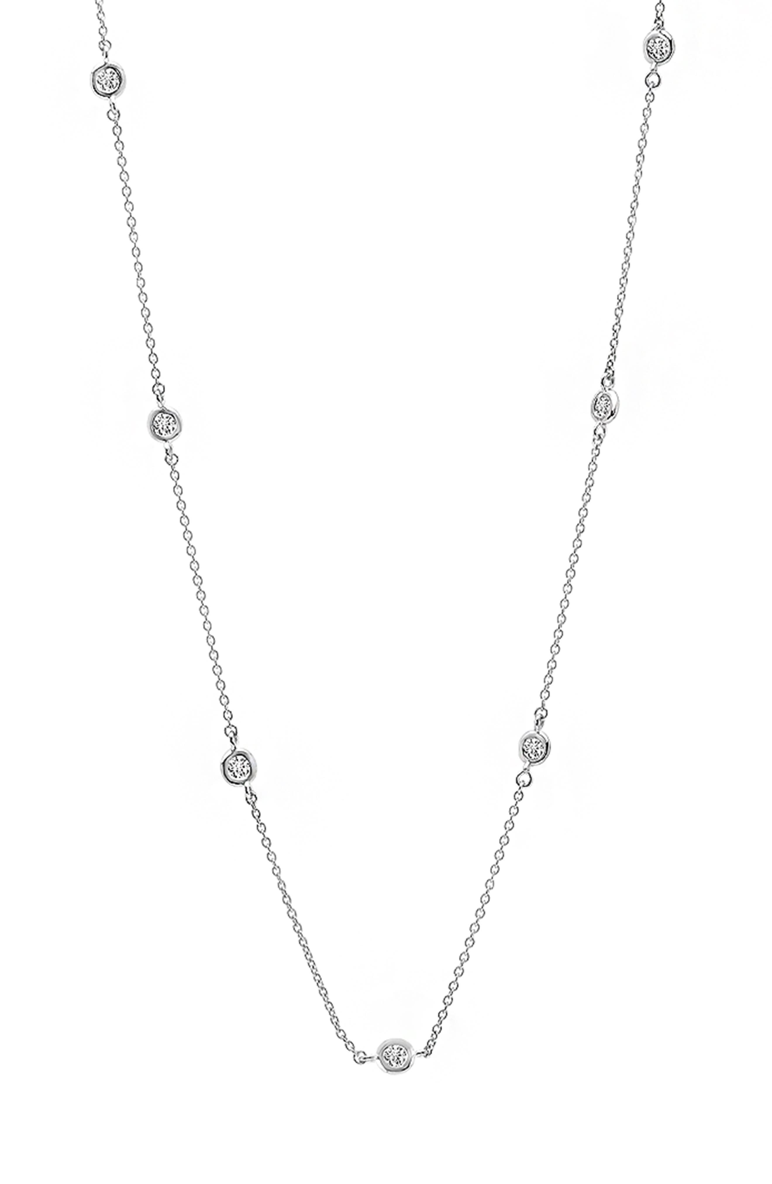 Revere Silver Princess Cut Cubic Zirconia 18 Inch Necklace 