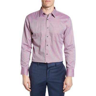 Nordstrom Shop Smartcare(TM) Trim Fit Herringbone Dress Shirt - Burgundy