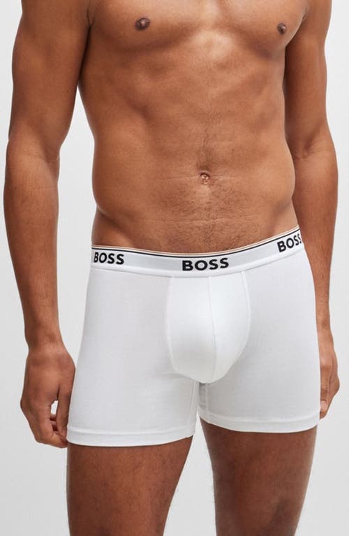 BOSS 3-Pack Power Stretch Cotton Boxer Briefs White at Nordstrom,
