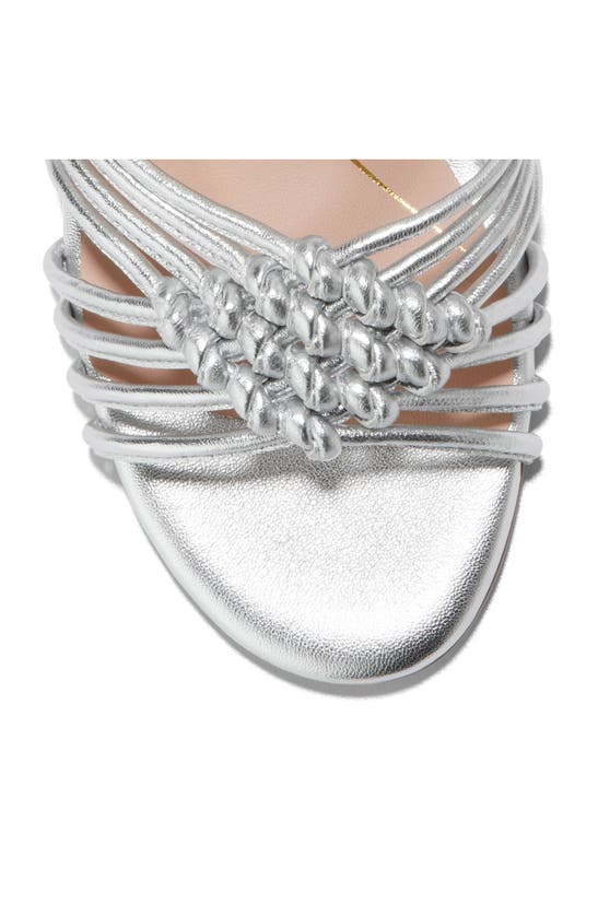 Shop Cole Haan Jitney Knot Ankle Strap Wedge Sandal In Silver Leather