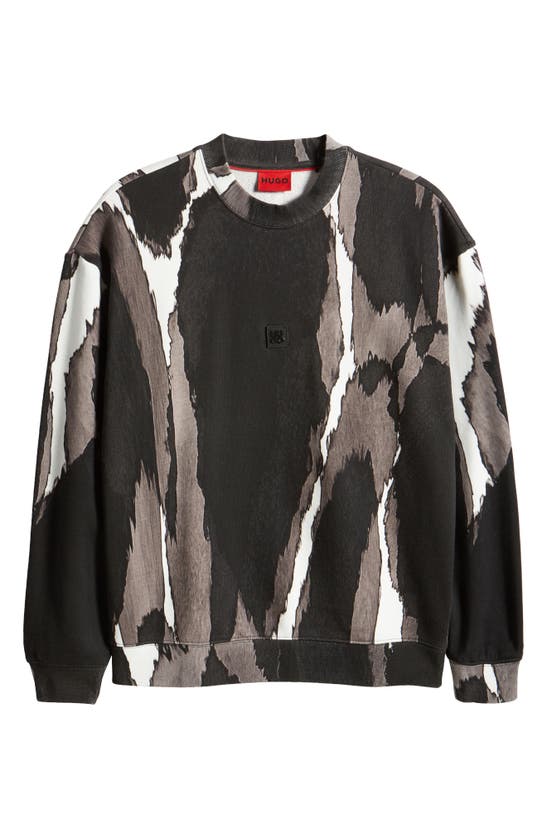 Shop Hugo Davum French Terry Sweatshirt In Black Multi