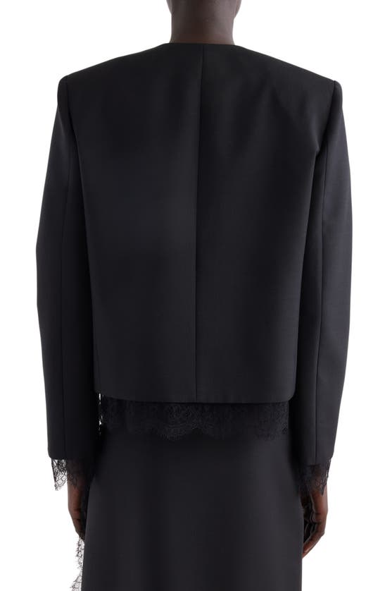 Shop Givenchy Lace Trim Wool & Mohair Jacket In Black