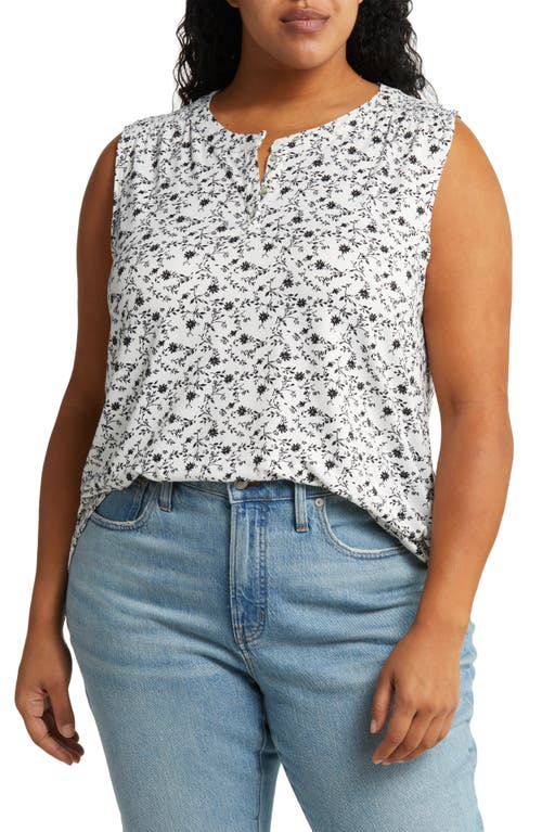 Bobeau Floral Sleeveless Top in Ivory Ditsy