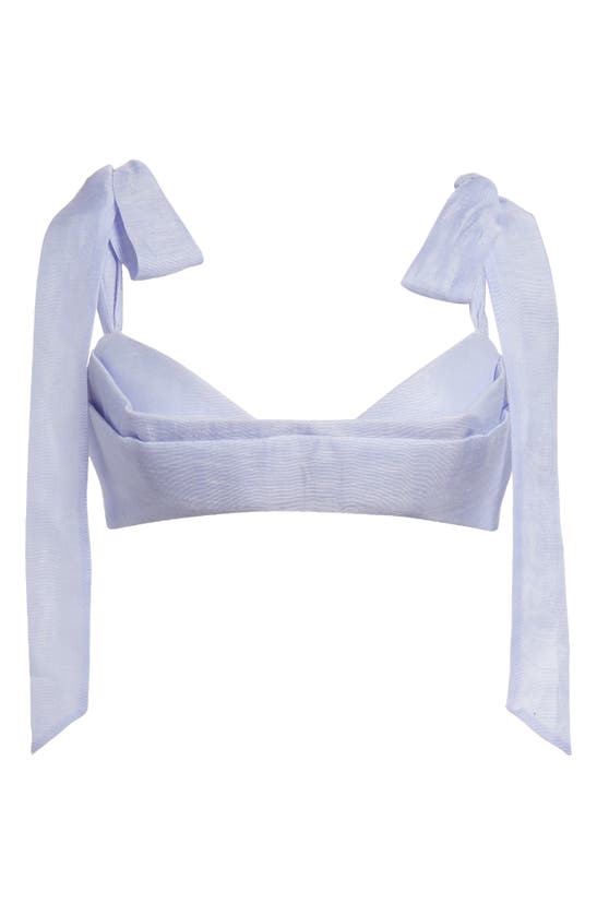 Zimmermann Tie Strap Linen & Silk Bustier Top In Periwinkle