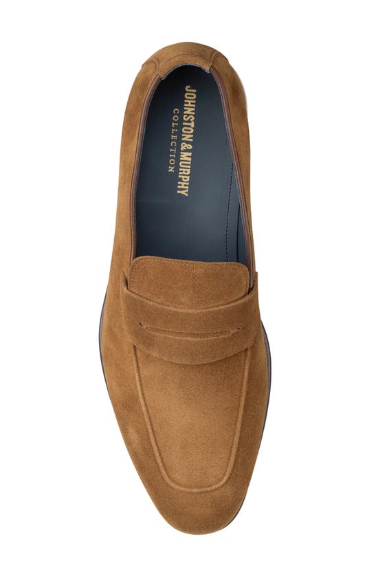 Shop Johnston & Murphy Collection Taylor Moc Toe Penny Loafer In Snuff Italian Suede