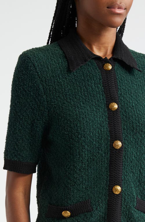 Shop Veronica Beard Marie Houndstooth Knit Jacket In Pine/black