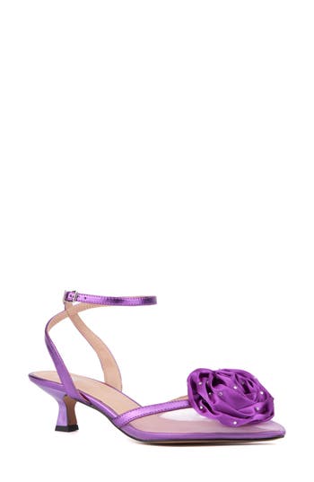 Shop New York And Company Violetta Flower Pump In Purple