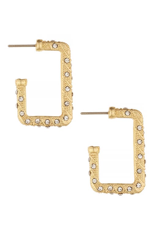 Ettika Crystal Rectangle Hoop Earrings in Gold at Nordstrom