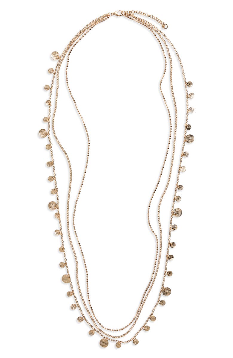 PANACEA Multistrand Disc Charm Necklace, Main, color, Gold