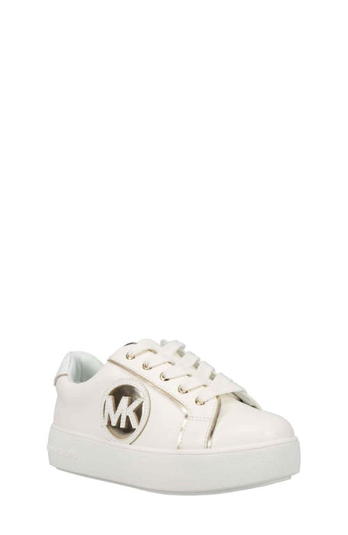 Shop Michael Michael Kors Kids' Jordana Poppy Platform Sneaker In White/gold